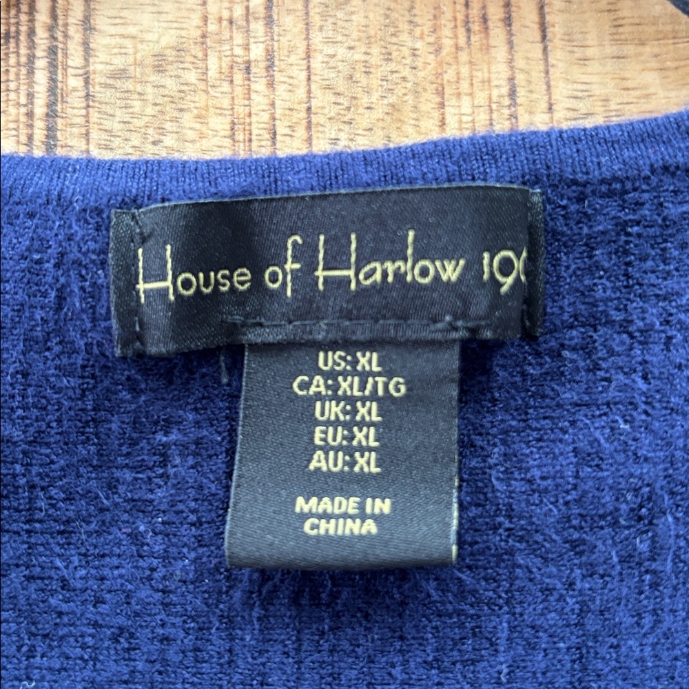 House of Harlow 1960 Classic Navy Ribbed Tank Blouse Minimal Chic Y2K - Picture 7 of 8